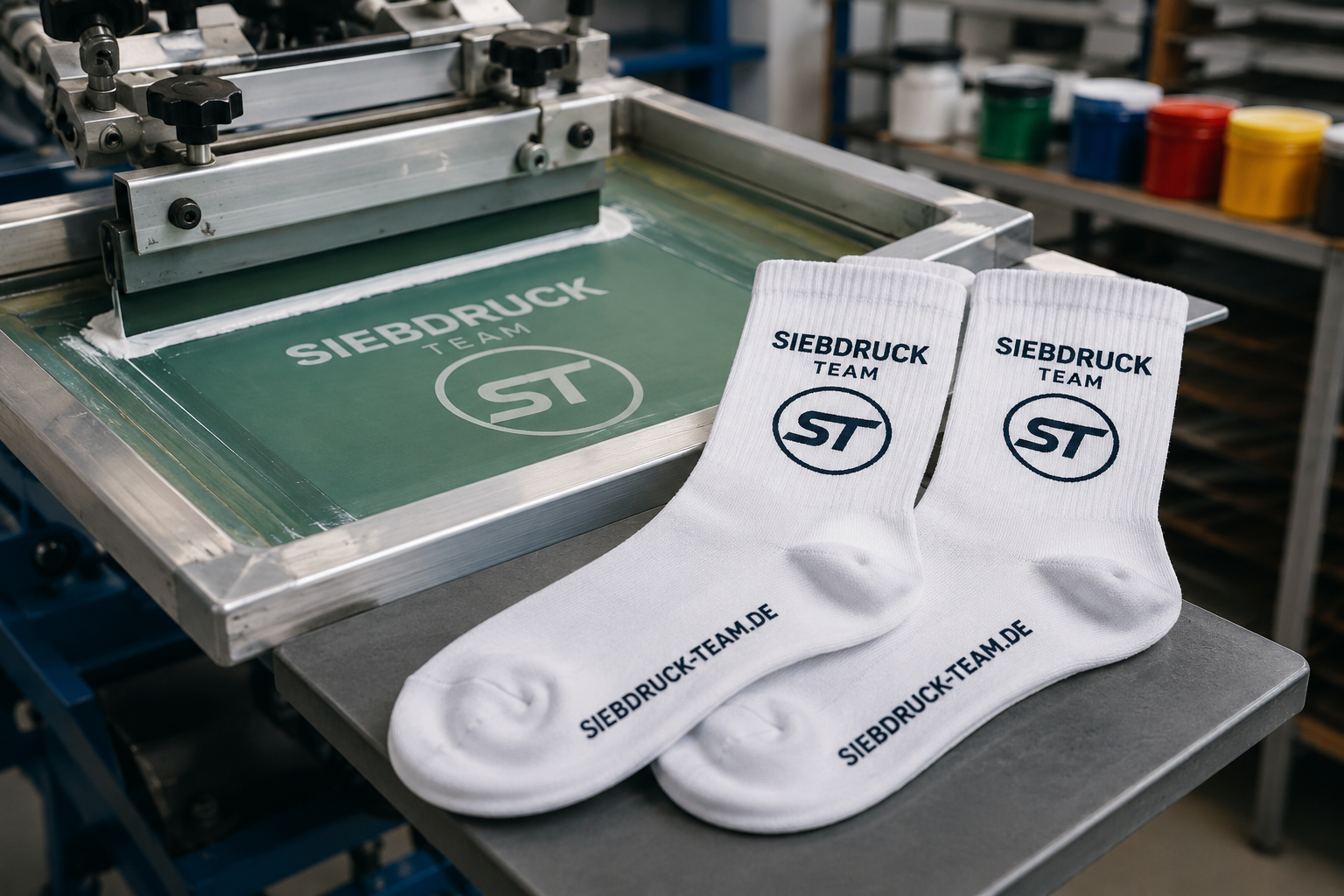 Individuell bedruckte Socken mit Logo und verschiedenen modernen Motiven